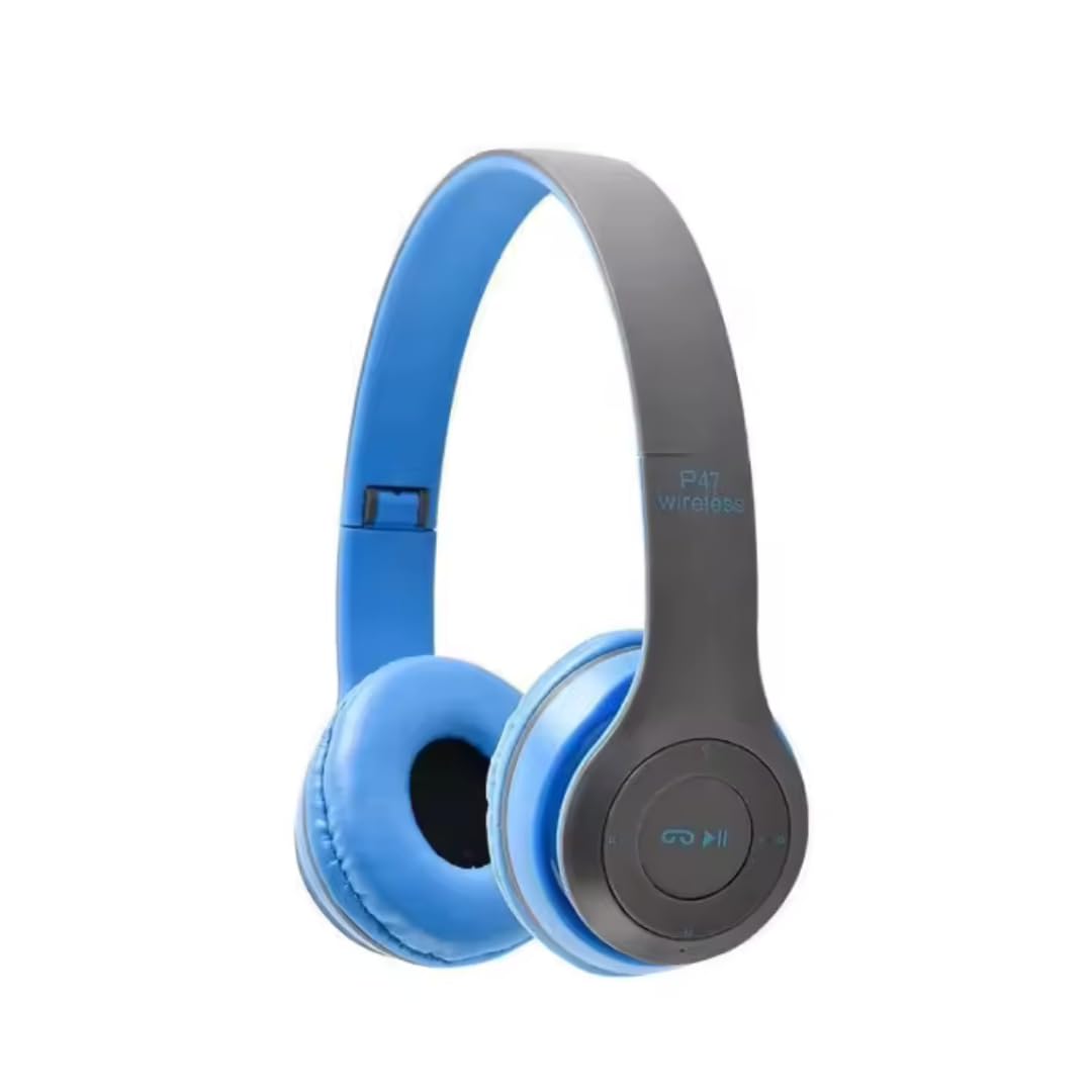 icall P47 Gaming Bluetooth Wireless Headphones Over Ear with Mic (Blue)