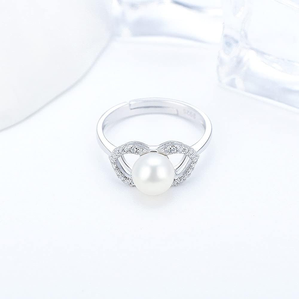 Sterling Silver Cubic Zircon Leaf Design Ring Mounting for Women, Adjustable Ring Fittings Accessories for Pearl Jewelry Making