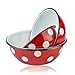 HOMEHUT Red White Polka-Dot Enamel Bowl Set of 3 - Durable Enamel Coated Steel Bowls, Hypoallergenic, Dishwasher Safe- Perfect for Kitchen & Serving - Suitable for All Type of Stove (1.5L + 2.5L + 4L)