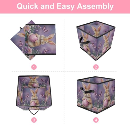 Boîte de rangement papillon violette 27.9 cm avec poignées - 7