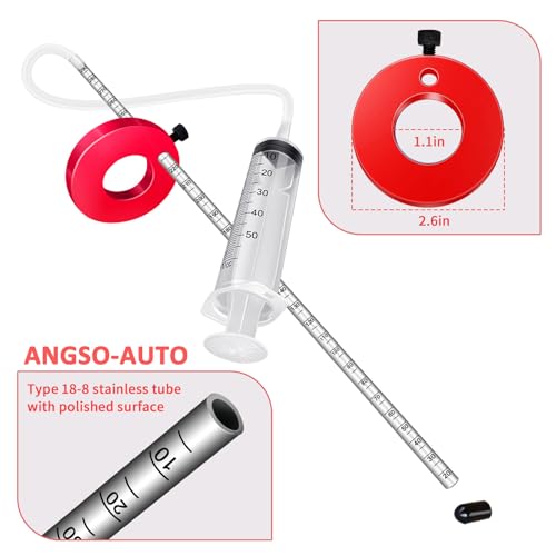 Image of 2025 Upgrade Fork Oil Level Measurement Tool - Accurate 300 mm Markings - Gauge Tool with 60 ml Syringe and Adjustable Ring - Compatible with Mountain Bikes, Motorcycles (Red)