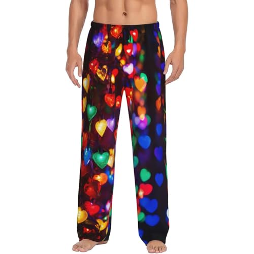 Pantalon de pyjama homme cœur rouge noir XXL grand bas de nuit romantique à poches