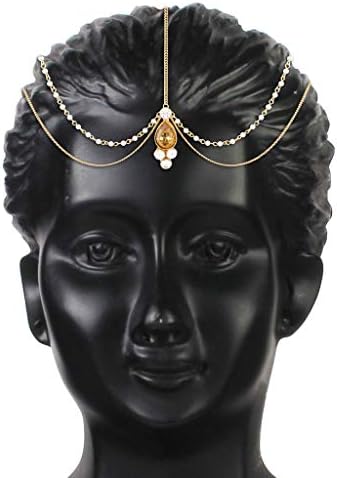 18K Gold Plated Traditional Pearl Layer with Stone Studded Mathapatti for Women