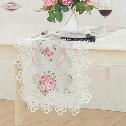 WSHINE White Lace Table Runners Flower doilies Scarves Embroidered Dresser Scarf Wedding Party Furniture Cover Home Decorations Cabinet Tablecloth