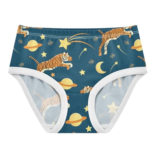 Wusikd Tigers Night Sky Stars Girls' Underwear Cotton Comets Planets Girls Briefs Soft Toddler Underwear 5T