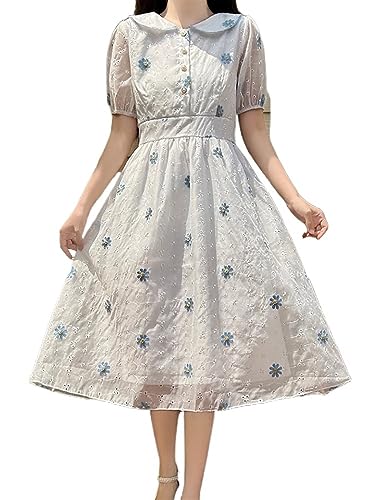 Robe d'été broderie florale col claudine pour sublimer votre féminité