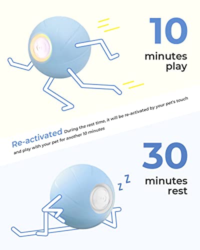 Cheerble Smart Interactive Dog Toy, Automatic Moving Bouncing Ball, Active Rolling Ball For Small Breeds Dogs Puppies Boredom, Peppy Pet Ball, Wicked Ball Se, Blue #TOP4