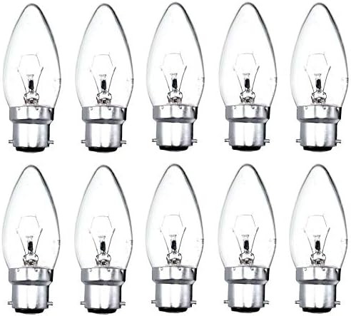 10x Candle Light Bulbs 25w / 40w / 60w Lamps Bayonet BC B22 Clear (40)