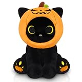 Halloween Plush, 8inch Pumpkin Black Cat Plush Halloween Stuffed Animals for Kids, Cute Plushies Kawaii Stuffed Cat Soft Doll Toy for Boys, Girls, Girlfriend