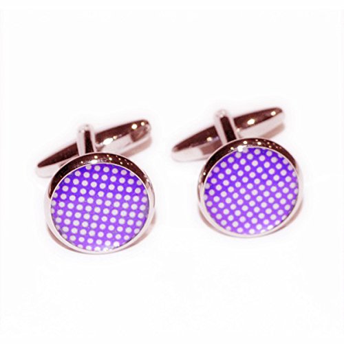Mancuernillas redondas con puntos morados GTR para hombre miniatura 1