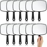 Geetery 12 Pcs Hand Mirror Handheld Makeup Mirrors with Handle Wall Mount for Cosmetic Bathroom Home Barber Salon Travel Portable Beauty School Gift for Women Student 6.69 x 9.45 Inch(Black)