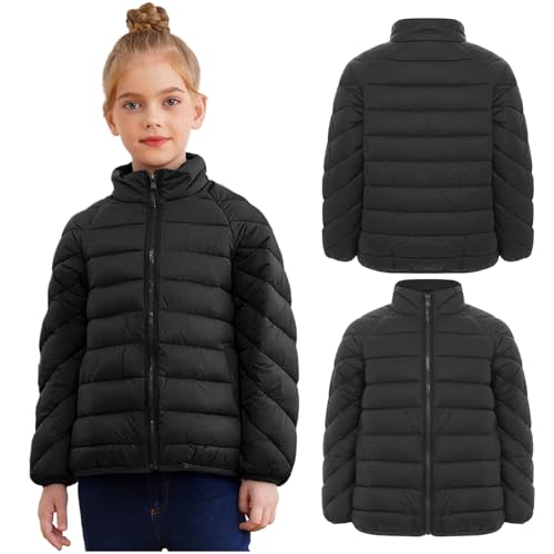 Image of Linjinx Kids Girls Boys Winter Coat Water-Resistant Zipper Puff Jacket Warm Lightweight Down Coat Outerwear