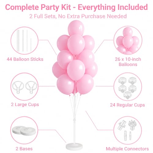 Image of Balloon Column Kit for Floor- Set of 2,Balloon Columns with Stand, Base and Pole,Balloon Tower Backdrop Decoration for Wedding, Baby Shower, Birthday Party, or Bachelorette Parties (Light Pink)