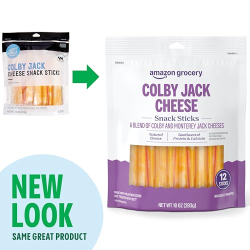 Amazon Grocery, Colby Jack Cheese Snack Sticks, 10 Oz, 12 Ct