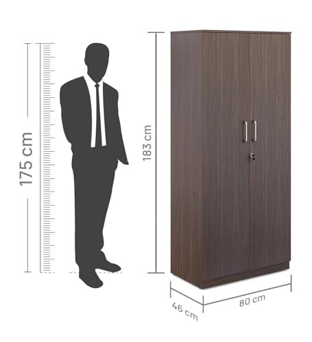 Image of Axel 2-Door Wardrobe | Engineered Wood | Elegant & Sturdy | Choco Walnut Finish | Water & Scratch Resistant | Knock Down | 3 Years Warranty