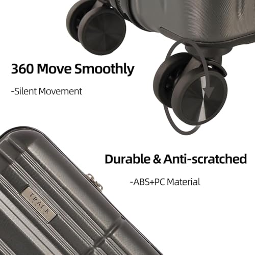 3 Piece Luggage Set ABS+PC Expandable Hardshell TSA Lock Aluminum Trolley Spinner Wheels (Dark Grey, 3 Piece Set)4