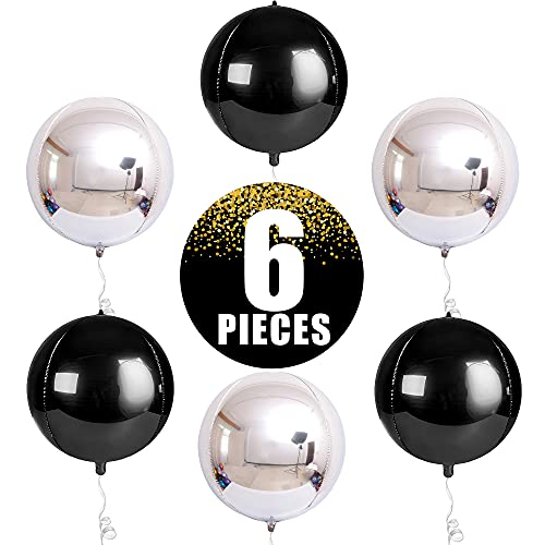 Image of KatchOn, Large Black and Silver Balloon - 22 Inch, Pack of 6 | Black and Silver Mylar Balloons for Graduation Decorations 2026 | Birthday, Bachelorette Party Decorations | Graduation Balloons