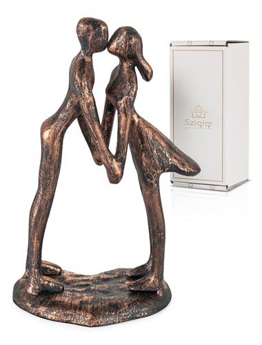 Sziqiqi 7th Anniversary Couple Gifts: 7 Year Anniversary Wedding Gifts for Him Her - Copper Gift for Husband Wife - Gift for Christmas Birthday Valentines Kissing Couple Figurines