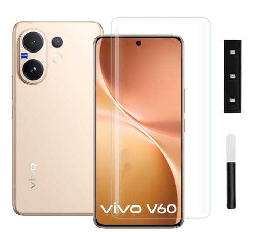 Image of FabeKee UV Tempered Glass Screen Protector Guard Compatible For (6.7 Inch, Pack of 1) Full Adhesive UV Curved Case Friendly HD Clarity (Vivo V60 5G, UV)