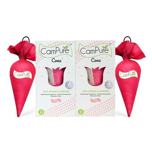 Image of CamPure Camphor Cone (Rose) Pack Of 2-100% Organic | Air Freshener for Car, Wardrobe, Office Cabin's, Drawers, Travel Bag & Bathroom