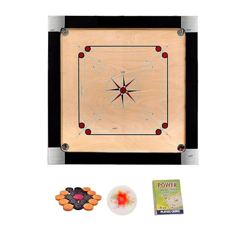 Image of WRF Superior Matte Finish Practice Carrom Board for Serious Professional Practice with Coins Striker and Powder Black New (35 Inches Club A2)