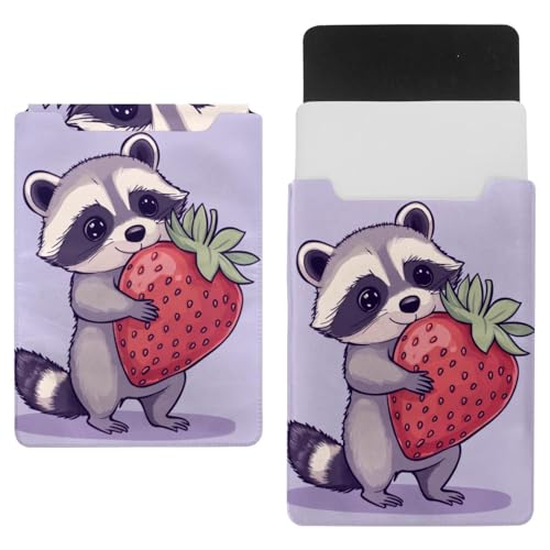 Housse pour ordinateur portable 35,1 x 25,9 cm pochette PC antichoc motif fraise raton laveur