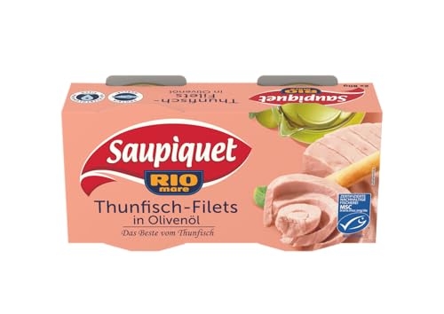 Saupiquet Rio Mare Thunfisch-Filets in Olivenöl, Feinstes Olivenöl, Echter italienischer Geschmack, 2x80g
