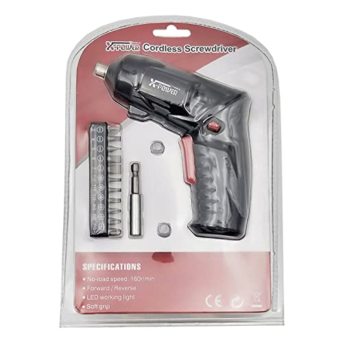 Kit de destornillador eléctrico inalámbrico de 3,6 V, recargable por USB, luz LED de trabajo de iones de litio para el hogar, organizador de destornilladores eléctricos, par de punta de destornillador