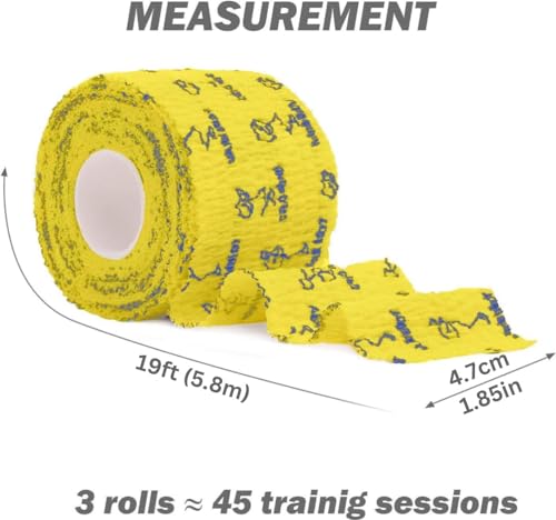 Image of WARM BODY COLD MIND 1.85 inch Weightlifting Thumb Tape - Hook Grip Tape for Powerlifting, Cross Training, Gym Tape, Workout, Weight Lifting Tape, Athletic Finger Wrap (Yellow 3 Rolls)