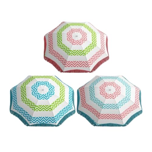 Mansader Parasol de plage bohème pliable de 2 m avec frange, UPF 50