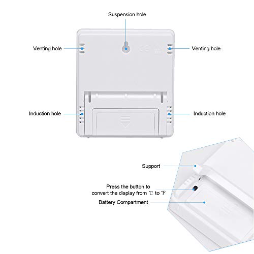 Ajcoflt HTC-1 de Hoom de Tela Grande Higrômetro Eletrônico Interno com Display LCD Despertador Eletr
