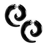 KJM FASHION 2 STK Acryl Schwarz 1,2mm 16 Gauge 6mm Fake Plug Spiral Expander Taper Stecker Stäbe Piercing Schmuck 5553