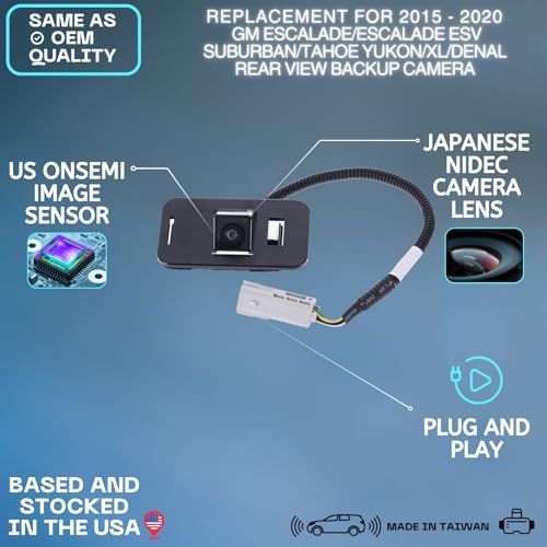 Image of Backup Camera for 2015-2020 GM Escalade Suburban Tahoe Yukon Denali XL Cam | Replaces OE part 23378804 23404613 23432248, rear view reverse parking assist backup monitor high definition hd