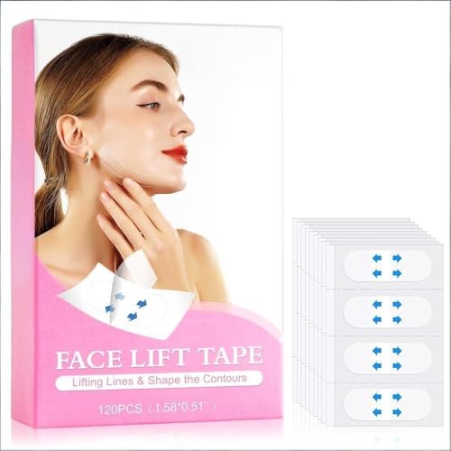 Face Lift Tape Invisible Contour Strips for Women, Breathable for Cheek Jawline Neck Styling, Self Adhesive Daily Beauty Support 120 pcs (1pc)(Style2)