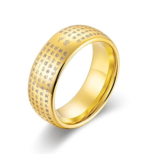 Anillo Tungsteno Hombre, Anillo Hombre Talla 25 Anillos de Oro Hombre Budismo Mahayana Regalos Cumpleaños Hombre Cover