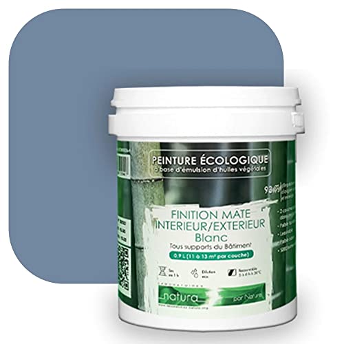 Peinture écologique Natura Tassili® Les Bleus pleins (Mille Teintes E25-51) Intérieur/Extérieur MAT pour 13 m² - 1.00 L Cover