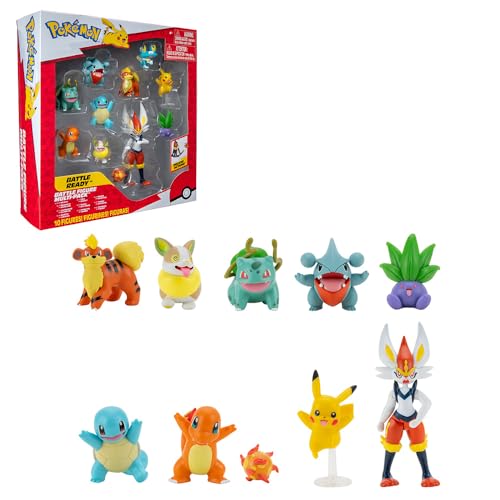 Bandai – Pokémon – Pack de 10 Figuras Pokémon de 5 a 8 cm – Estuche Pikachu Bulbizarre Salamèche Carapuce Griknot Mystherbe Caninos Grenousse Voltoutou Pyrobut – Juguete Infantil de 4 años y + –