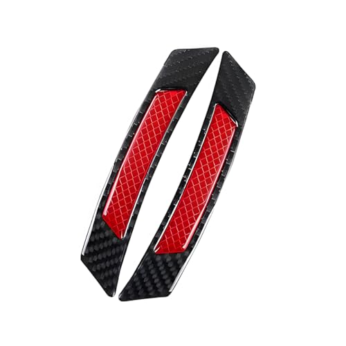 LKAHG 2PCS Car Reflector Trim, Anti-Scratch Carbon Fiber Vehicle Wheel Well Arch Side Bumper Reflective Strips, Automotive Exterior Decor Guard Accessories, Universal for SUV, RV, Truck (Black/Red)
