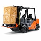 Liberty Imports Toy Forklift Truck with Pallet & Cargo - 1:22 Scale Friction Powered Wheels & Manual Lifting Control - Warehouse Lifting Vehicle for Kids Play