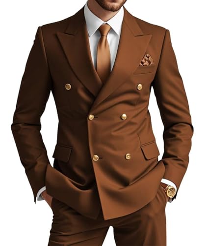 Men 2 Piece Regular Slim Fit Formal Suits Prom Blazers Vest Pants Wedding Tuxedos Double Breasted Suits Set Business ALV18