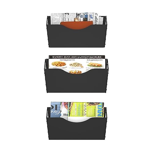 BSJYMJIAJU Magnetic File Holder, 3 Pockets, Black, Metal