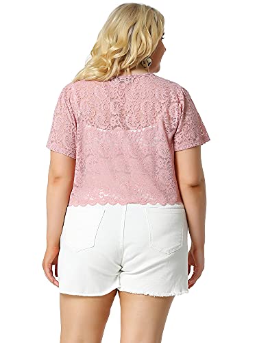 Image of Agnes Orinda Plus Size Bolero Shrugs for Women Lightweight Open Front Short Sleeve Cropped Lace Cardigan