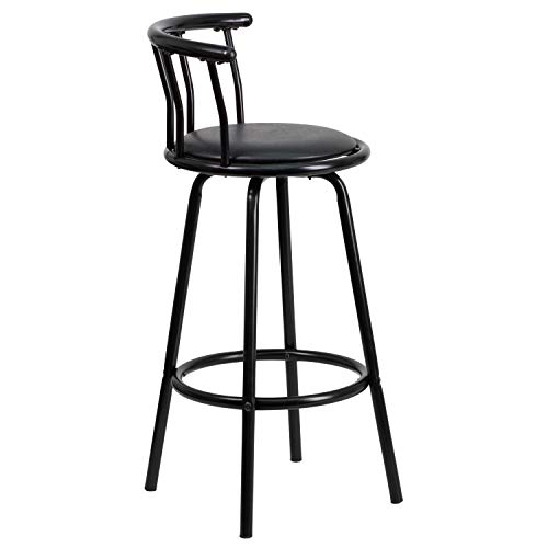 Butaco EMMA + OLIVER con respaldo Crown, estructura negra de metal y asiento de vinilo negro giratorio 360° miniatura 7