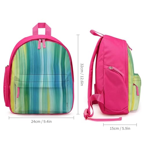 Blue And Green Backpack Small Book Bag with Side Pocket, Lightweight Durable Backpack, Travel Rucksack, Pink-style2