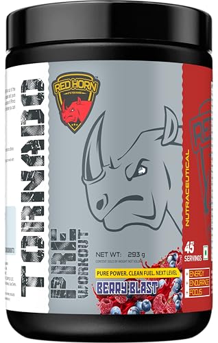 Image of Red Horn Tornado Pre Workout Supplement Powder (293g, Berry Blast)