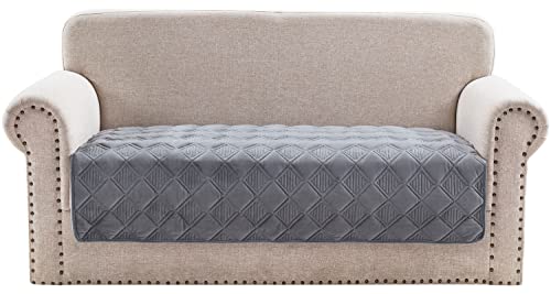 OstepDecor Couch Cover, Sofa Cover, Quilted Sectional Couch Covers, Velvet Sofa Slipcover for Dogs Cats Pet Love Seat Recliner Leather L Shaped, Armrest Backrest Cover, Dark Grey 43 x 94 Inches