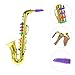 Kids Saxophone Toy Musical Wind Instruments Plastic 8 Rhythms Metallic Golden Saxophone for Kids Early Educational Toy Performance Prop