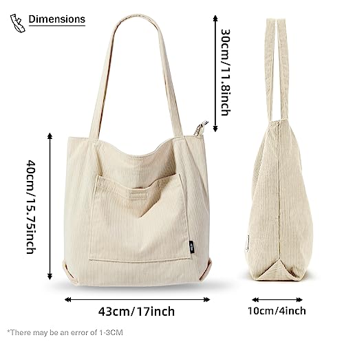 Bolso Tote para Mujer de Pana Grande con Bolsillo con Cierre miniatura 4