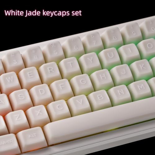 Image of dagaladoo White Keyboard keycaps,Double Shot PBT keycaps Jade | Custom translucent Key caps,SA Profile keycaps for Mechanical Keyboard 60% /65% /75% /TKL /96% /100% US Layout
