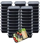 Witheeyou 50 Pack Meal Prep Containers with Lids, 26oz/750ml Black Plastic Food Container, Square...